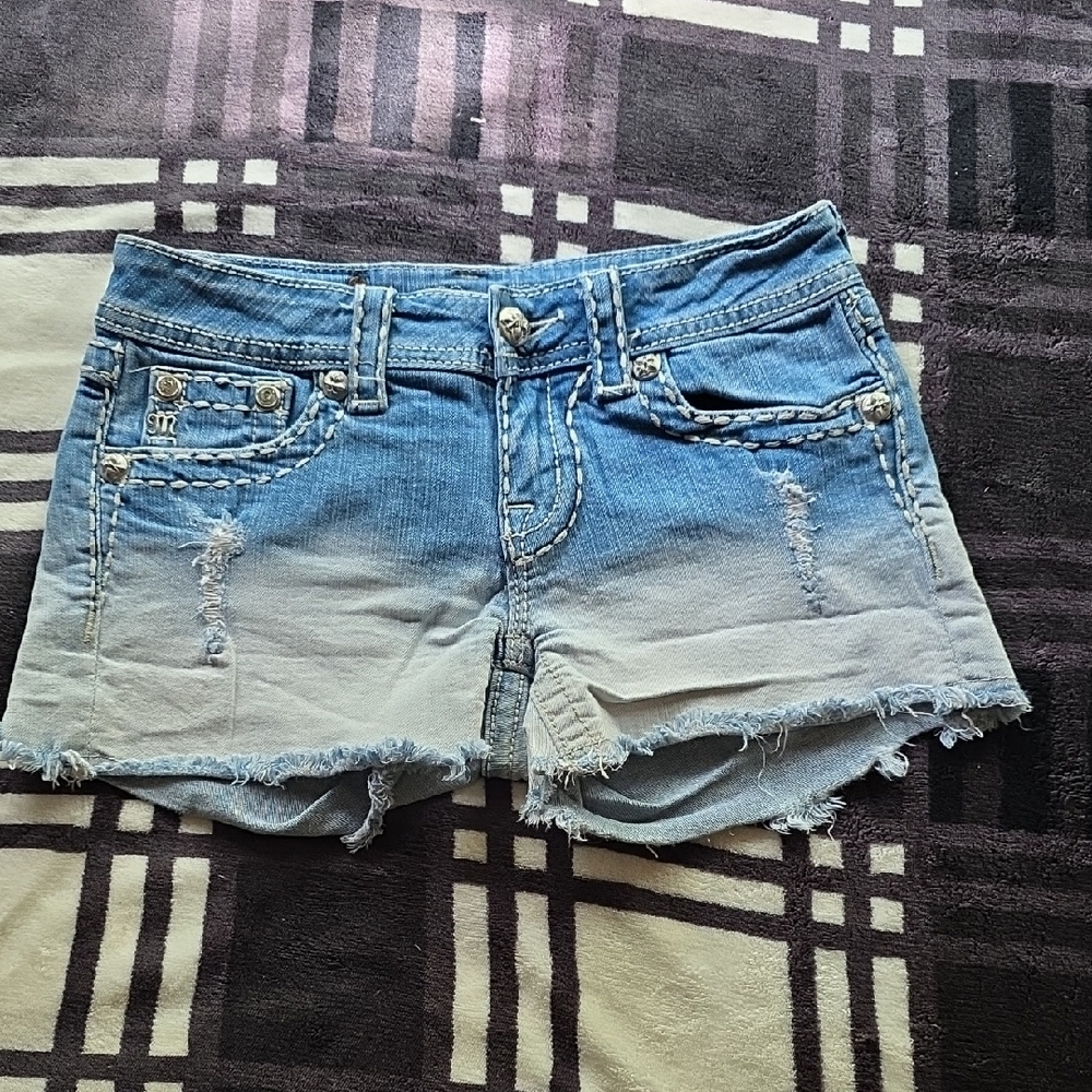 Miss Me Blue and White Jean Shorts